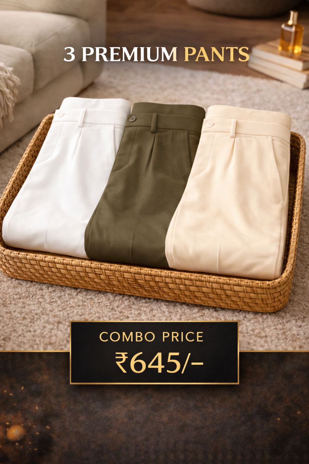 Combo Set 6 Premium Linen Trousers for Men (Combo of 3)